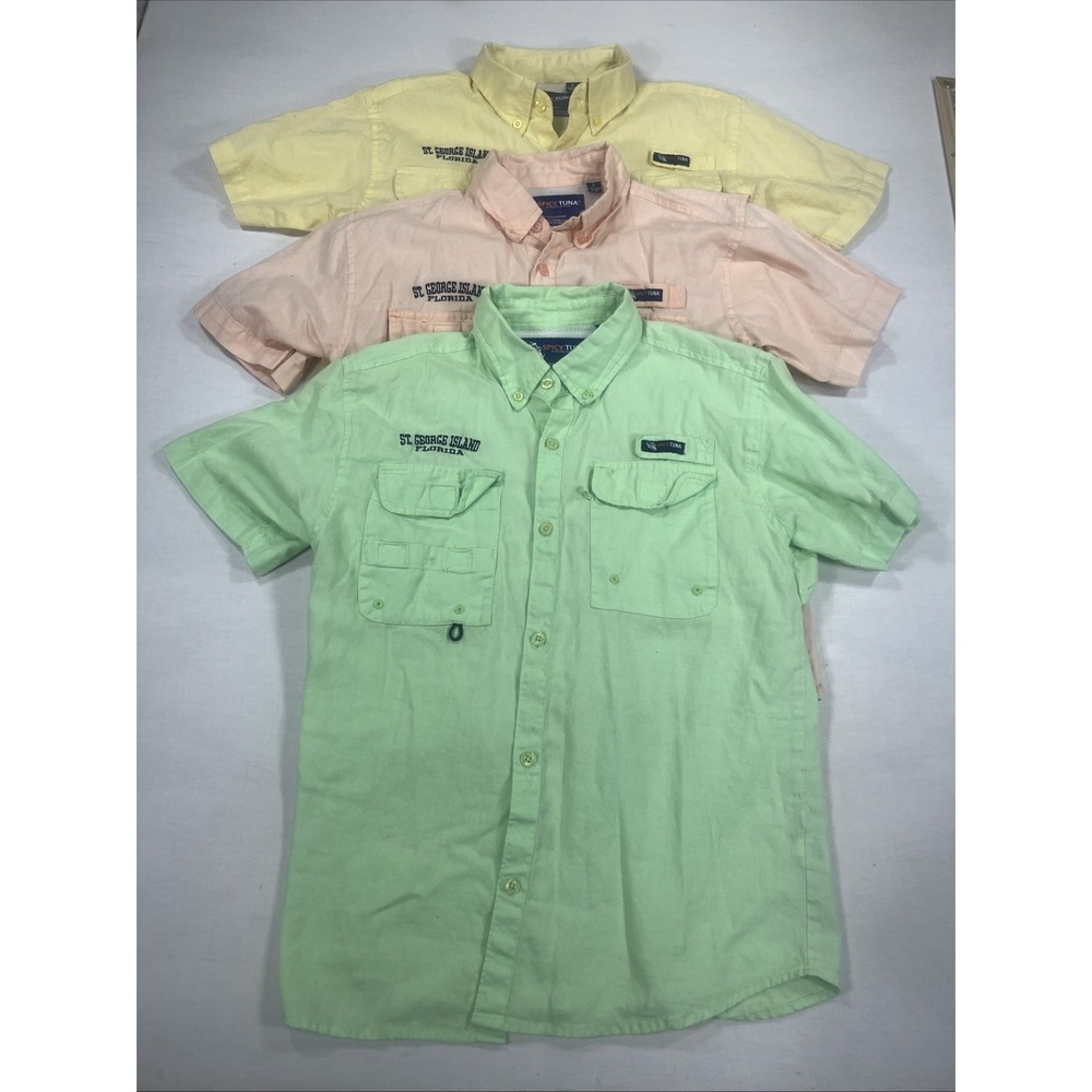 Spicy‎ Tuna Boy's Fishing Shirts Lot of 3 Size Large St. George Island Florida
